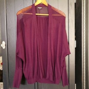 Dark eggplant purple open sweater
